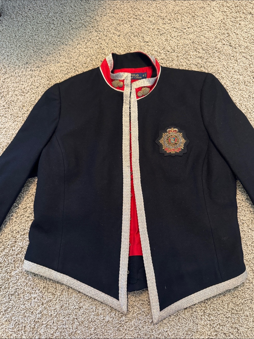 Polo by Ralph Lauren Black Blazer with Red Lining and Silver Trim